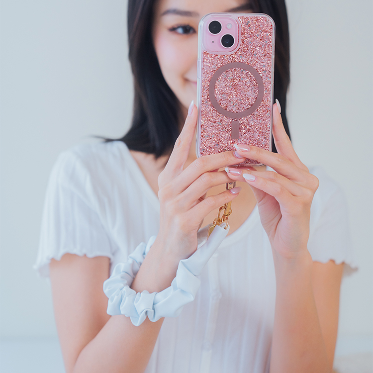 皺褶圈圈 (白色) 手腕繩 皮革短掛繩  手機掛繩