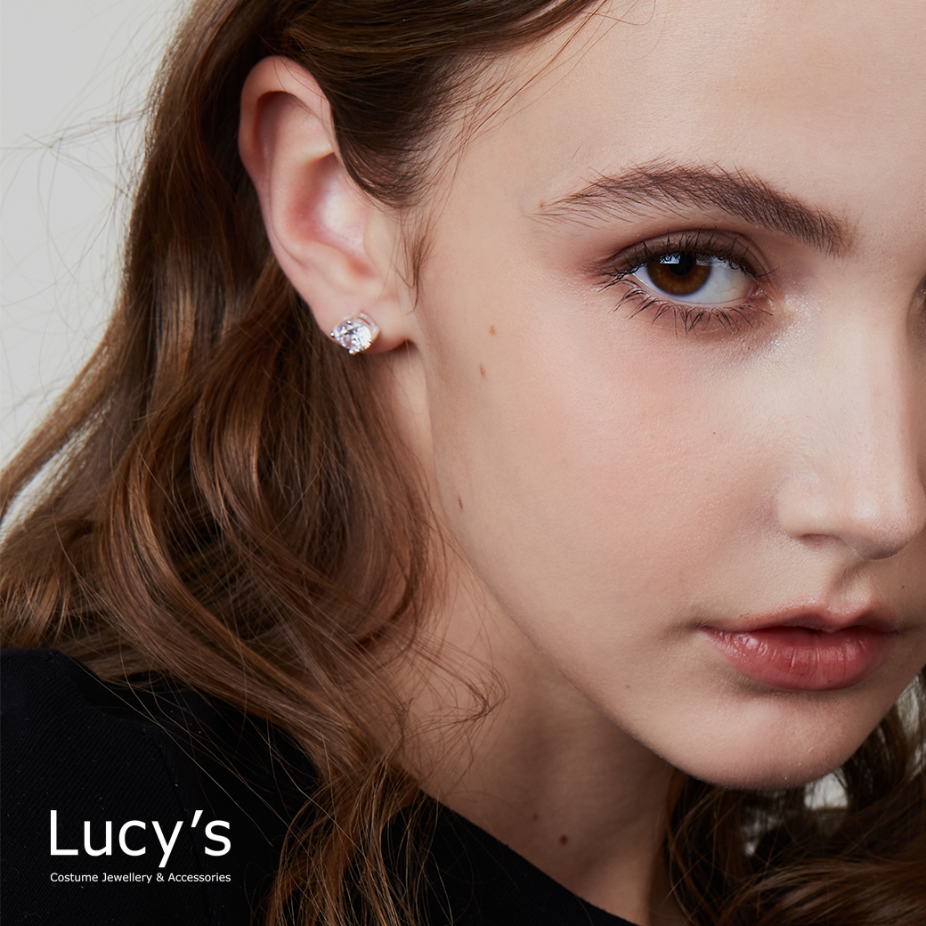 925純銀 璀璨單鑽 轉珠耳環 (119544)