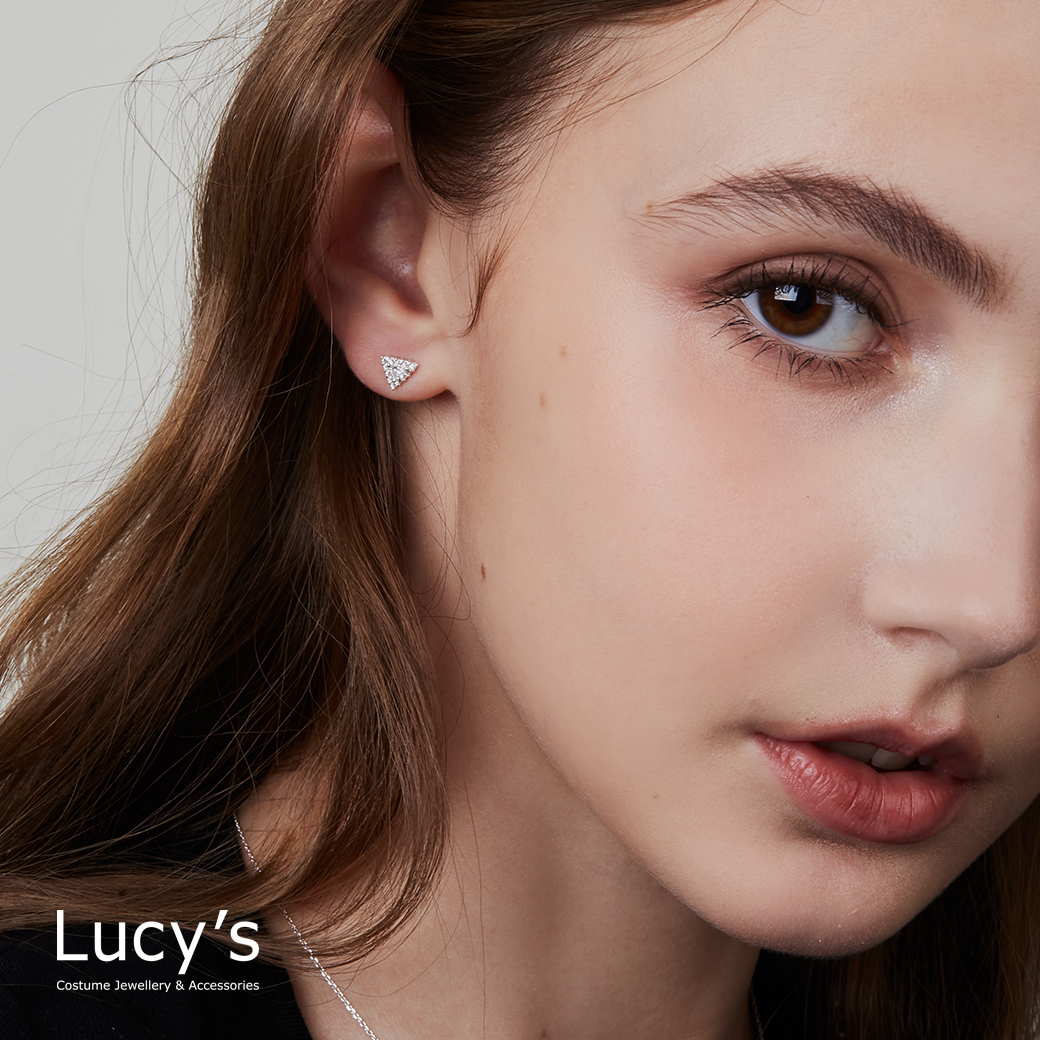 925純銀 閃耀三角 轉珠耳環 (123906)