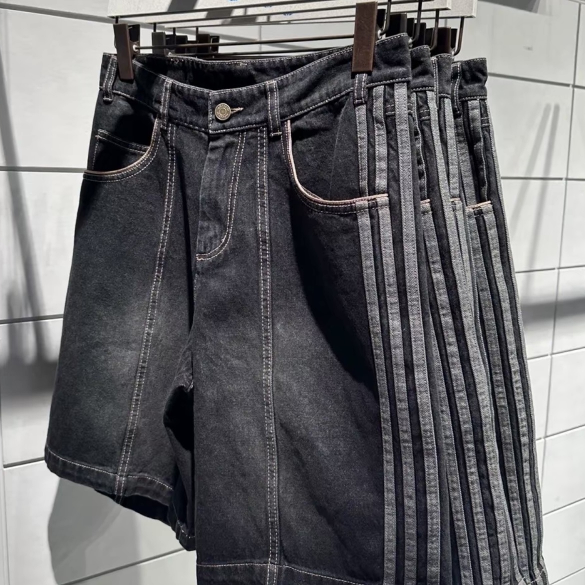 ADIDAS ORIGINALS 牛仔短褲 五分褲 三線灰 男款 JX5468