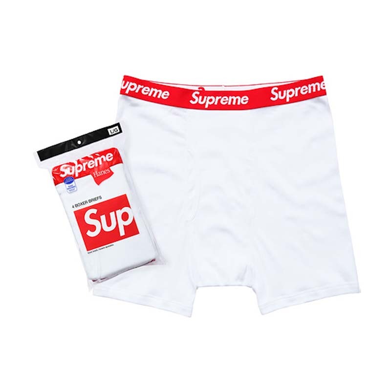 Supreme HANES BOXER BRIEF (4PACK) 白色 純棉四角內褲 運動四角褲 SUP-200 [台灣現貨]