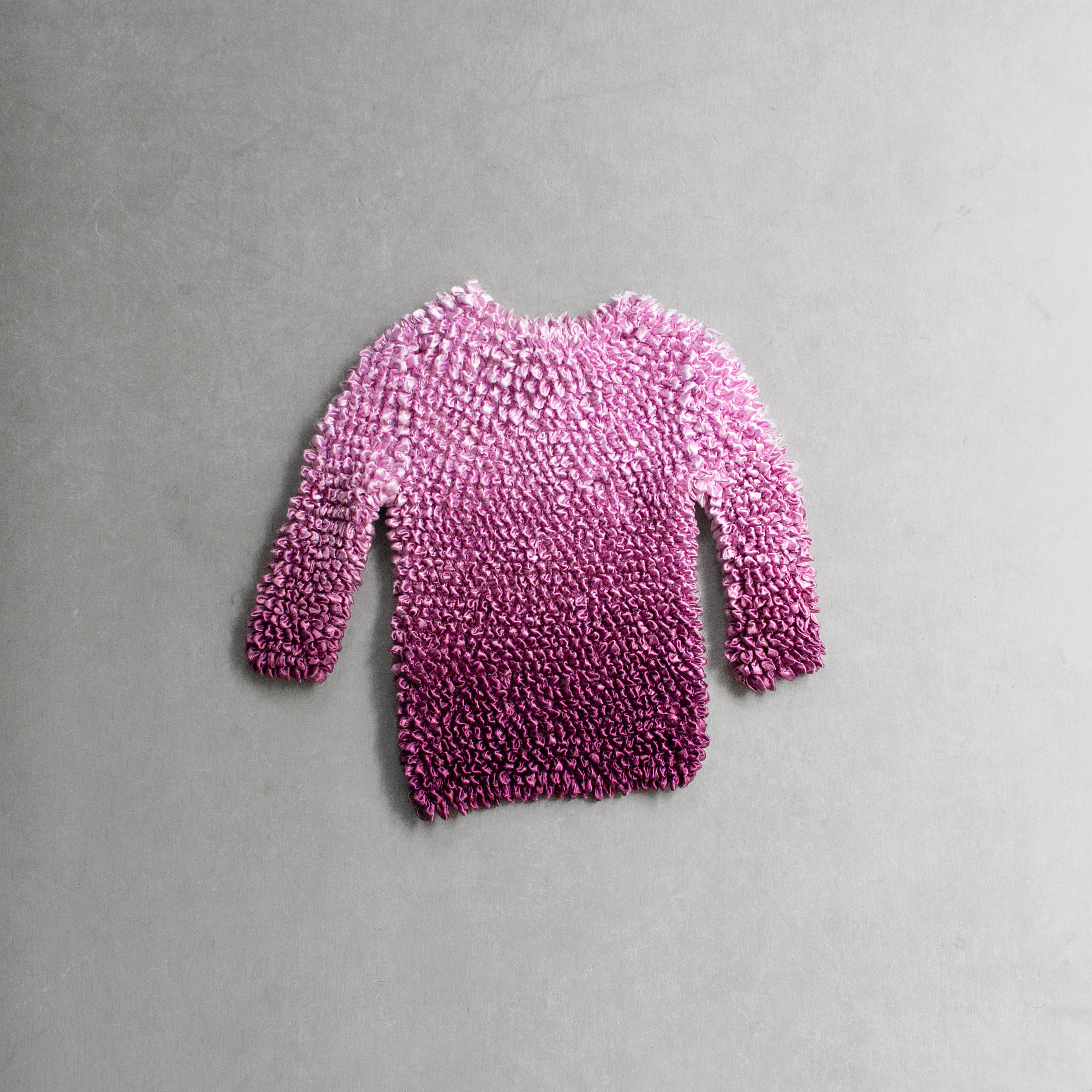 VINTAGE POPCORN TOPS 爆米花 彈性 抓皺 女裝 粉紅 長袖 漸層 上衣