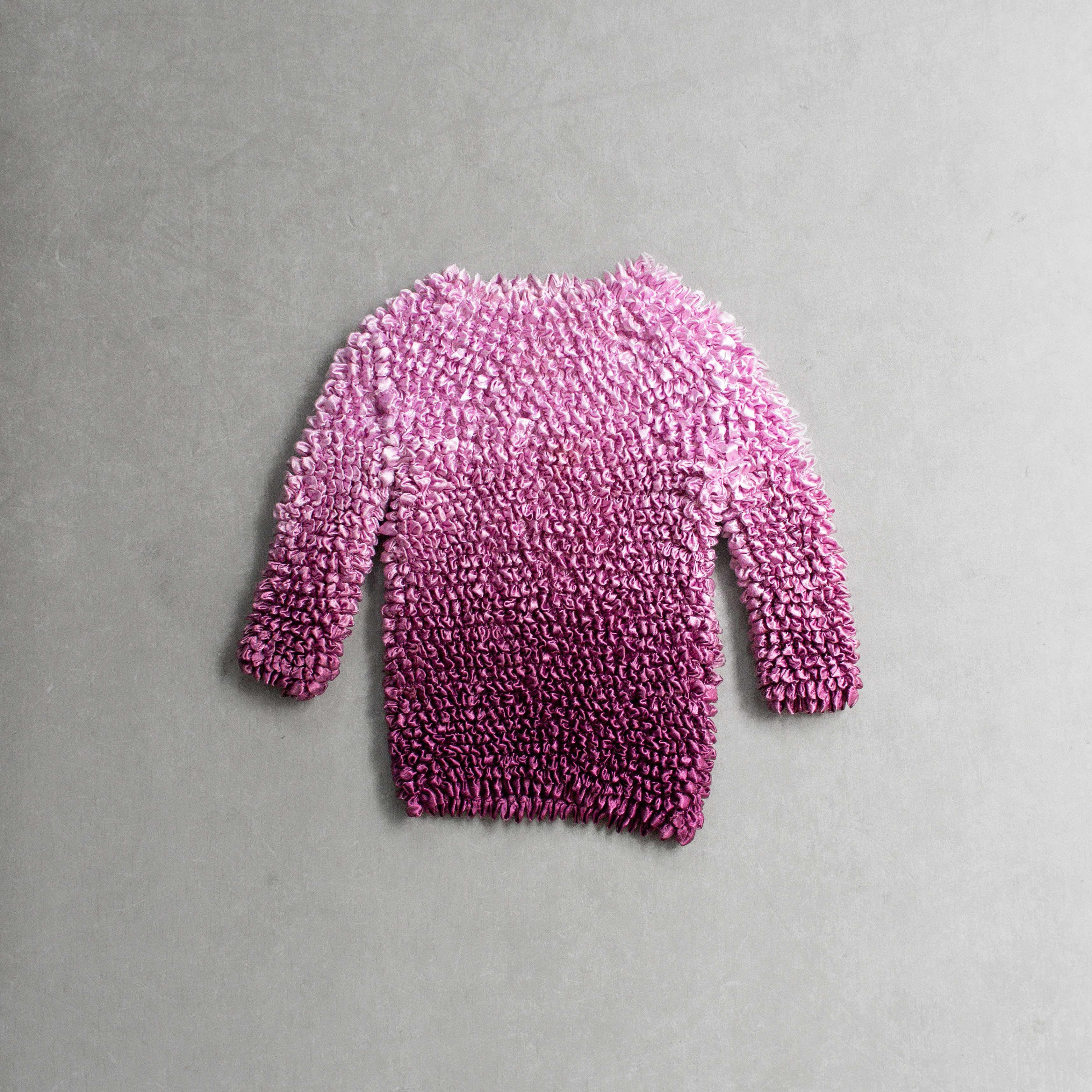 VINTAGE POPCORN TOPS 爆米花 彈性 抓皺 女裝 粉紅 長袖 漸層 上衣