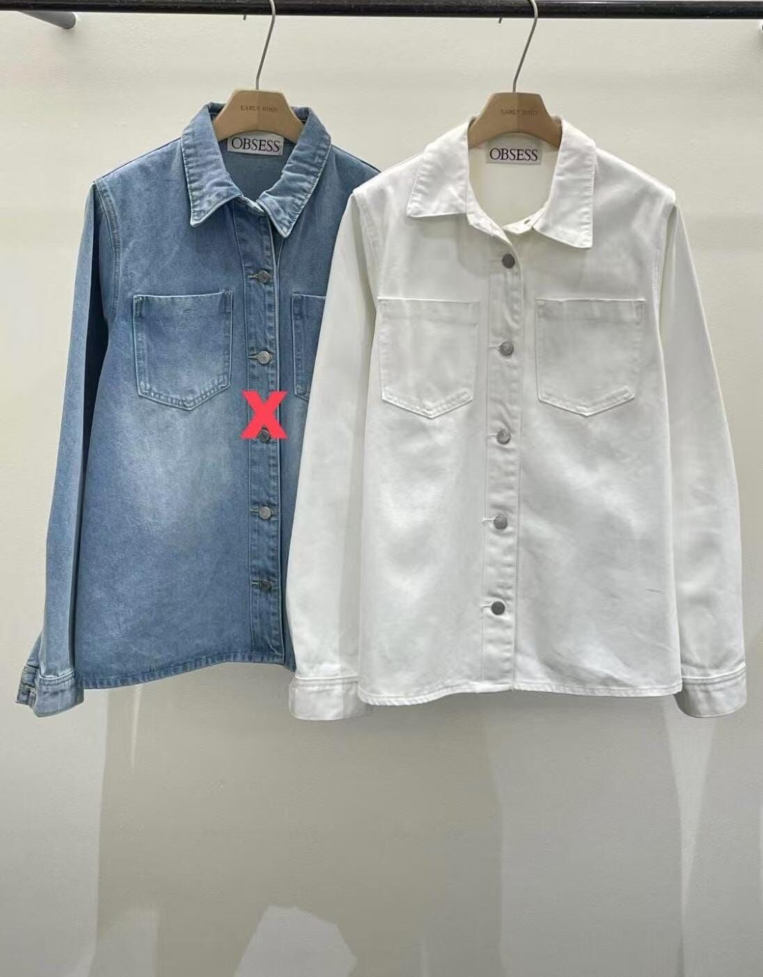OB4516 反領牛仔白色外套 *特價* (優惠碼同充值購物金不適用)