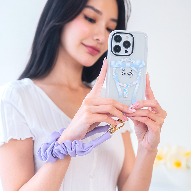 皺褶大腸圈圈 (紫色) 手腕繩 皮革短掛繩  手機掛繩