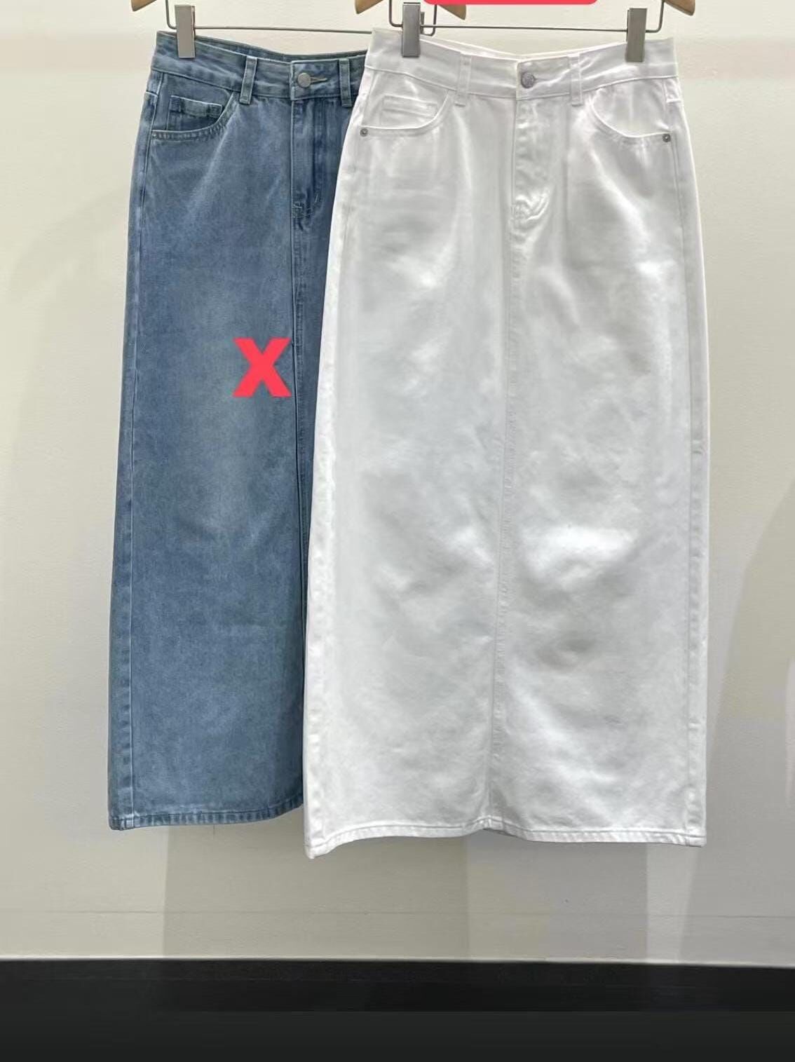 OB4517 後大開叉牛仔白色半裙 - S *特價* (優惠碼同充值購物金不適用)