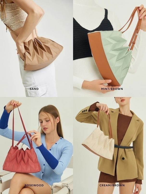 泰國 PAVI studio W-Gyoza 繩結款 摺疊半月肩背包（附品牌包裝盒）