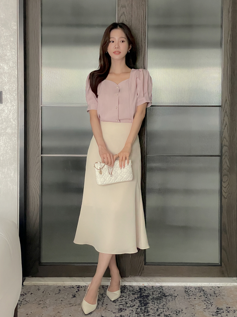 [現貨] Dana 花苞領珍珠排釦上衣 [ 3色 / Free ]