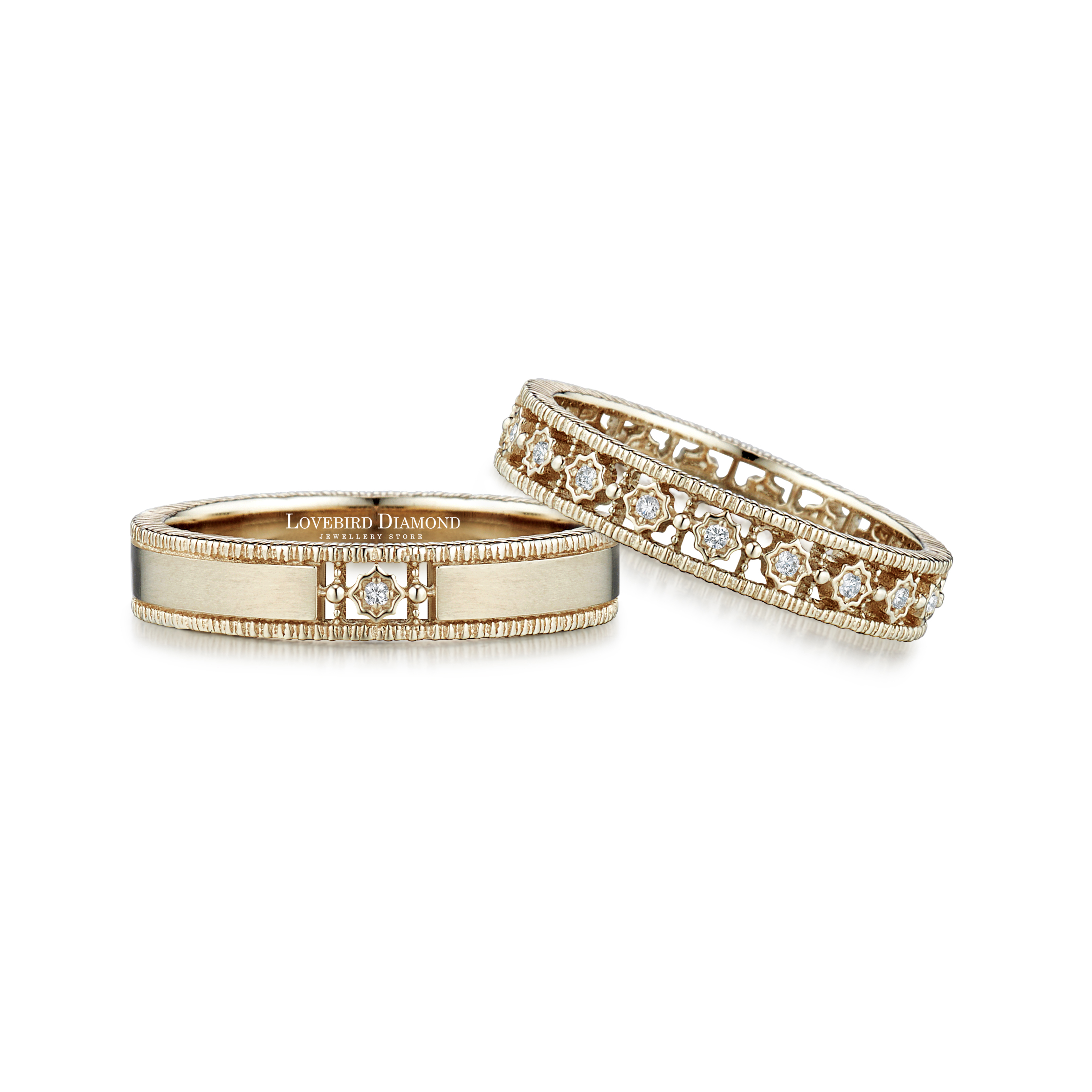 韓國 -  14K啡金天然鑽石結婚戒指