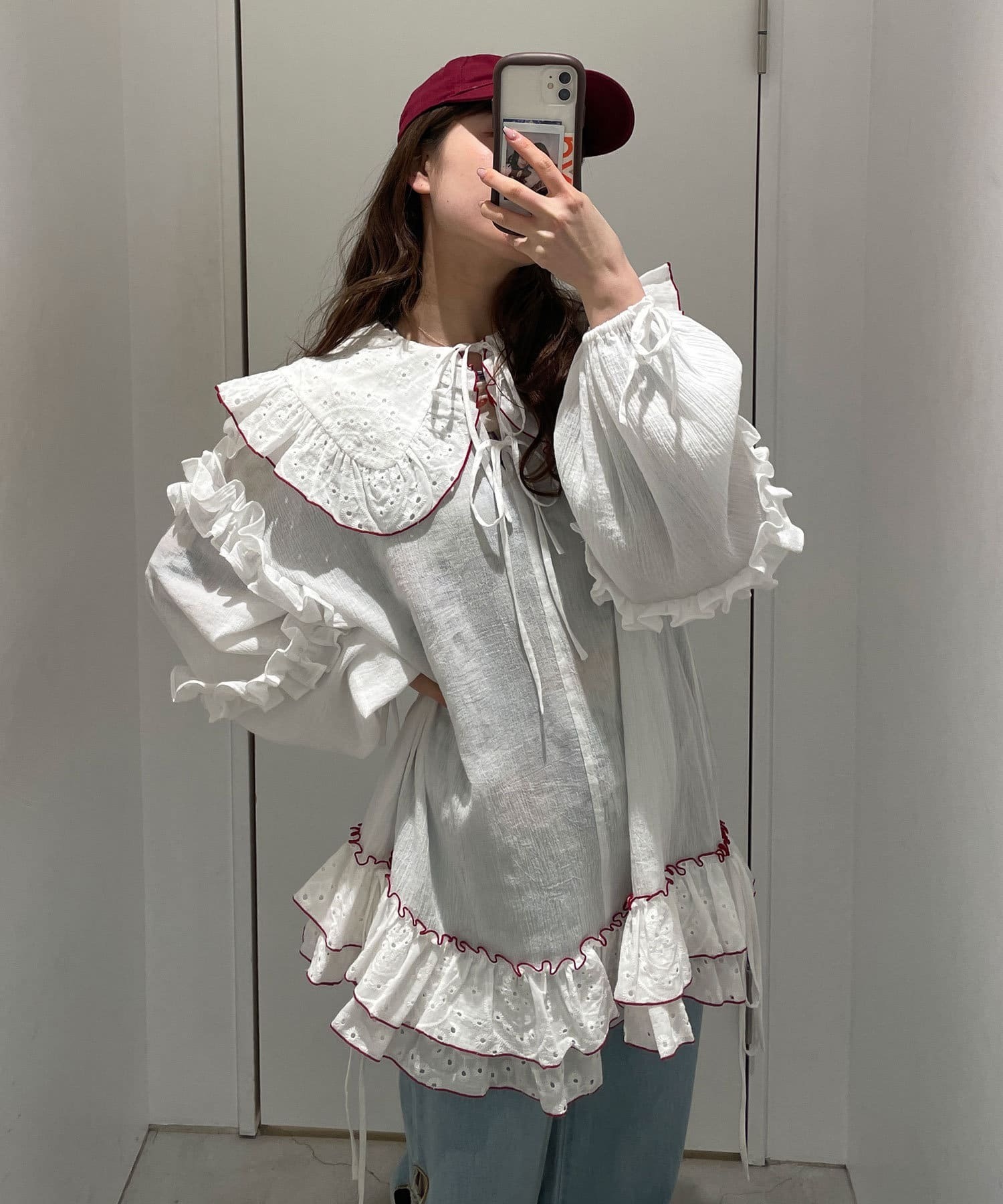 Ciao Color-coordinated stitched ruffle tunic