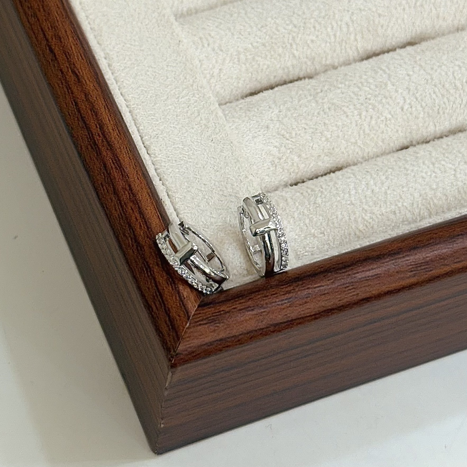 B35【輕奢】排鑽方塊雙層純銀易扣