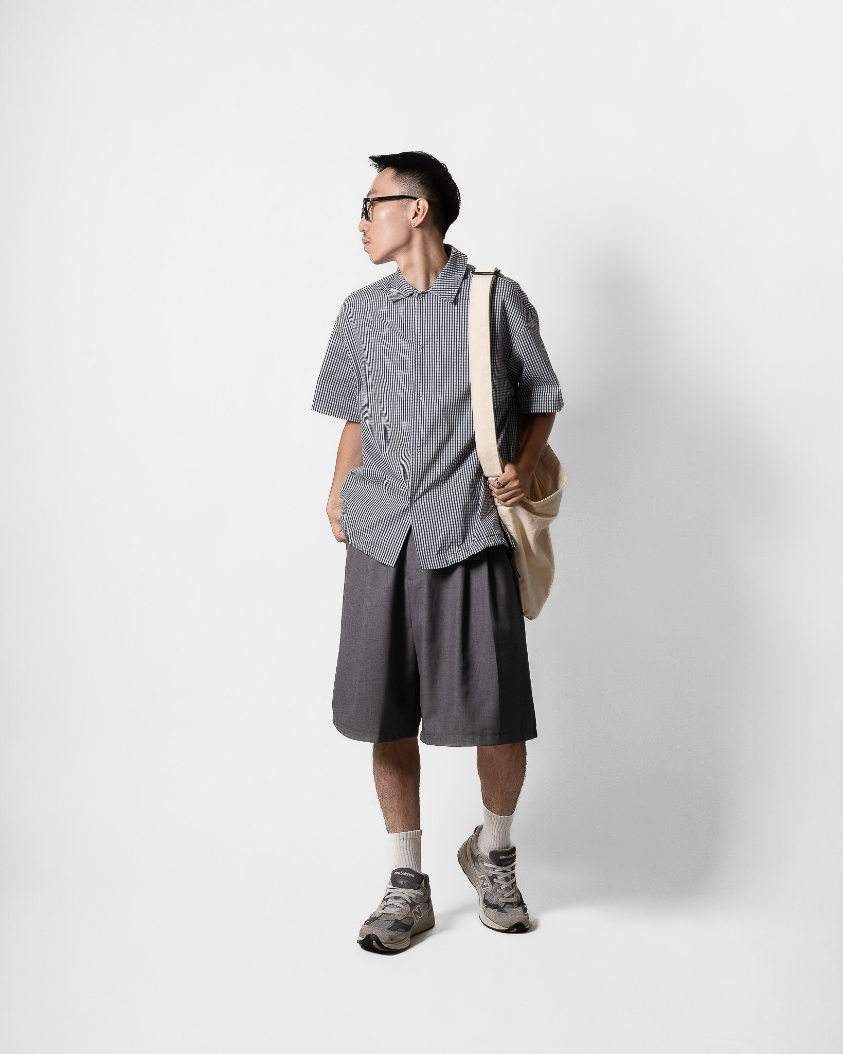 OurPick Drawstring Plaid Shirt 日系寬鬆抽繩格紋襯衫