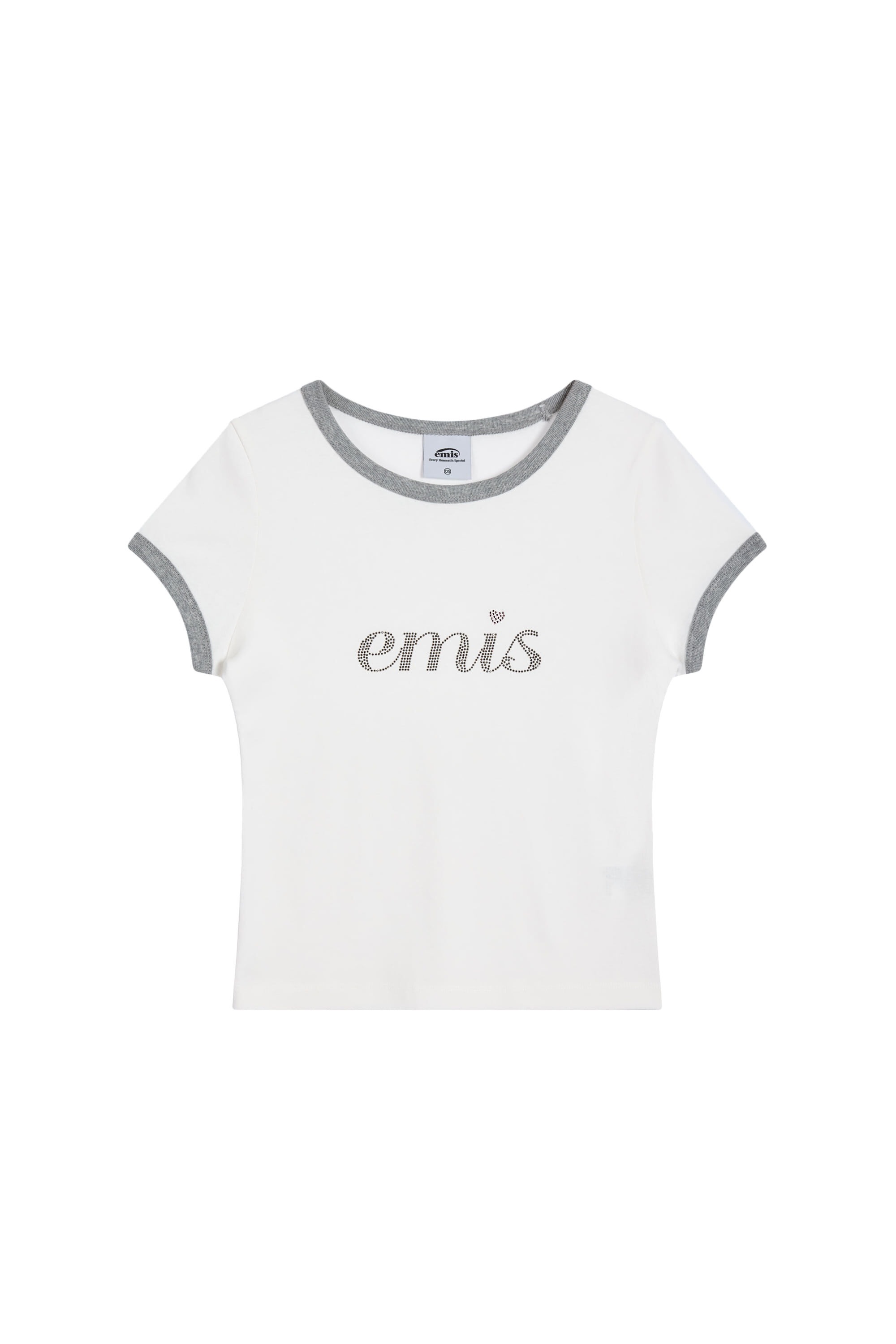 EMIS LETTERING RHINESTONE T-SHIRT-WHITE