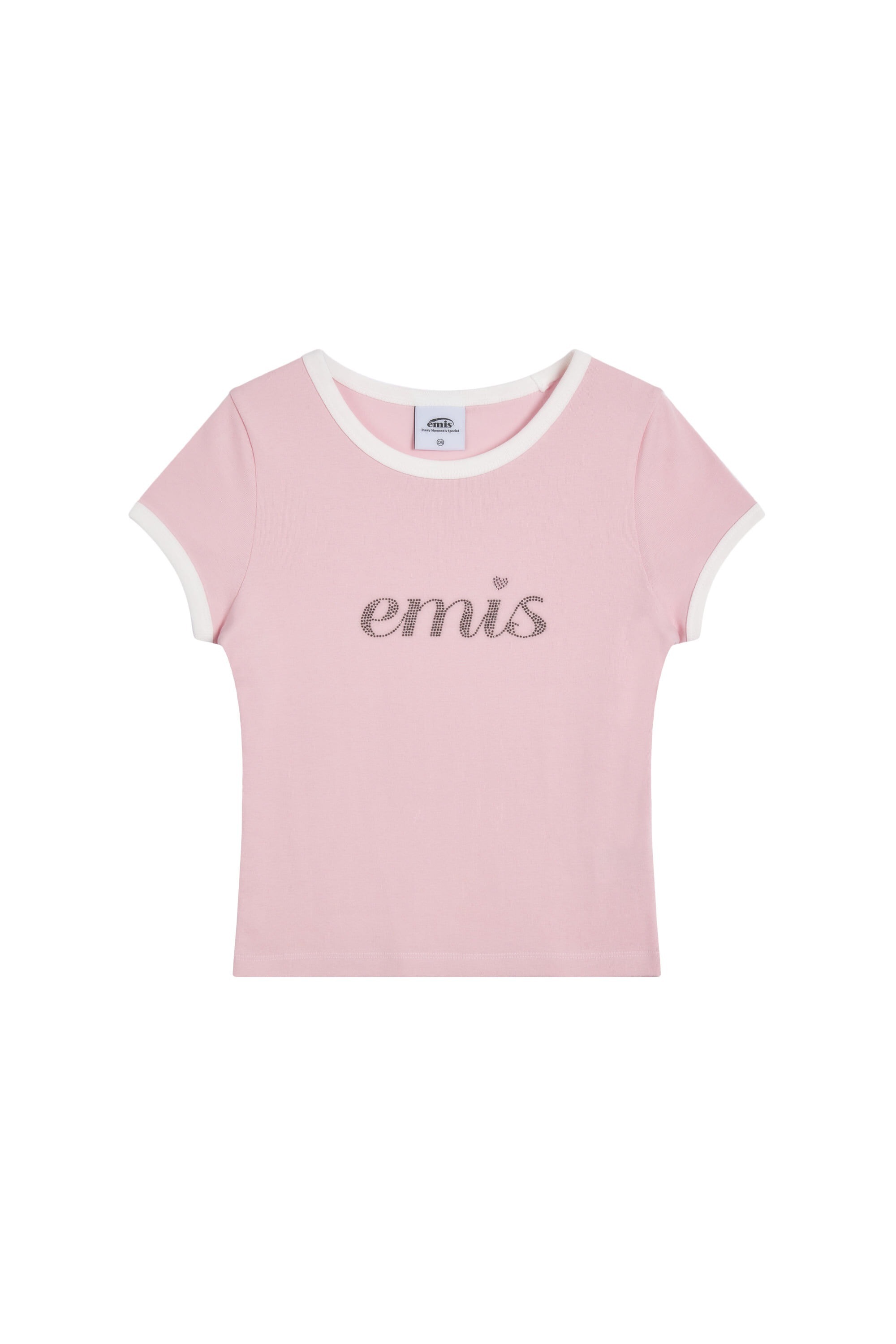 EMIS LETTERING RHINESTONE T-SHIRT-WHITE
