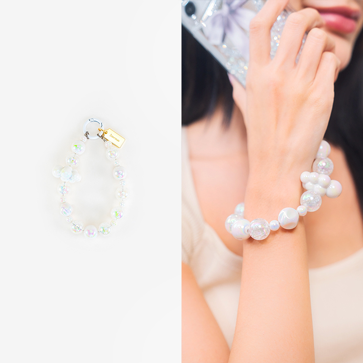 鐳射雲朵泡泡珍珠 串珠手腕繩 短掛繩 串珠掛繩 手機掛繩