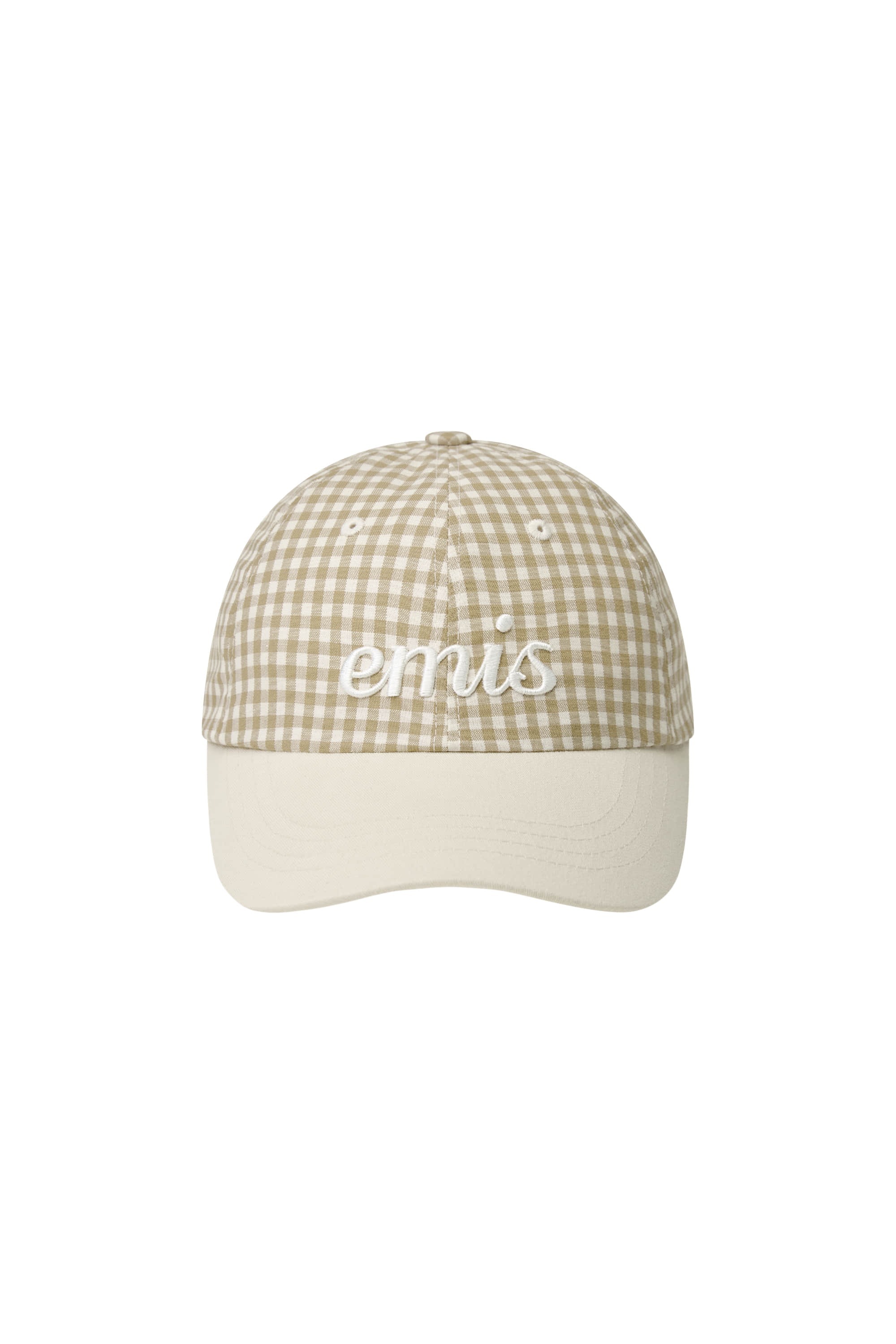 EMIS GINGHAM CHECK BALL CAP-BEIGE