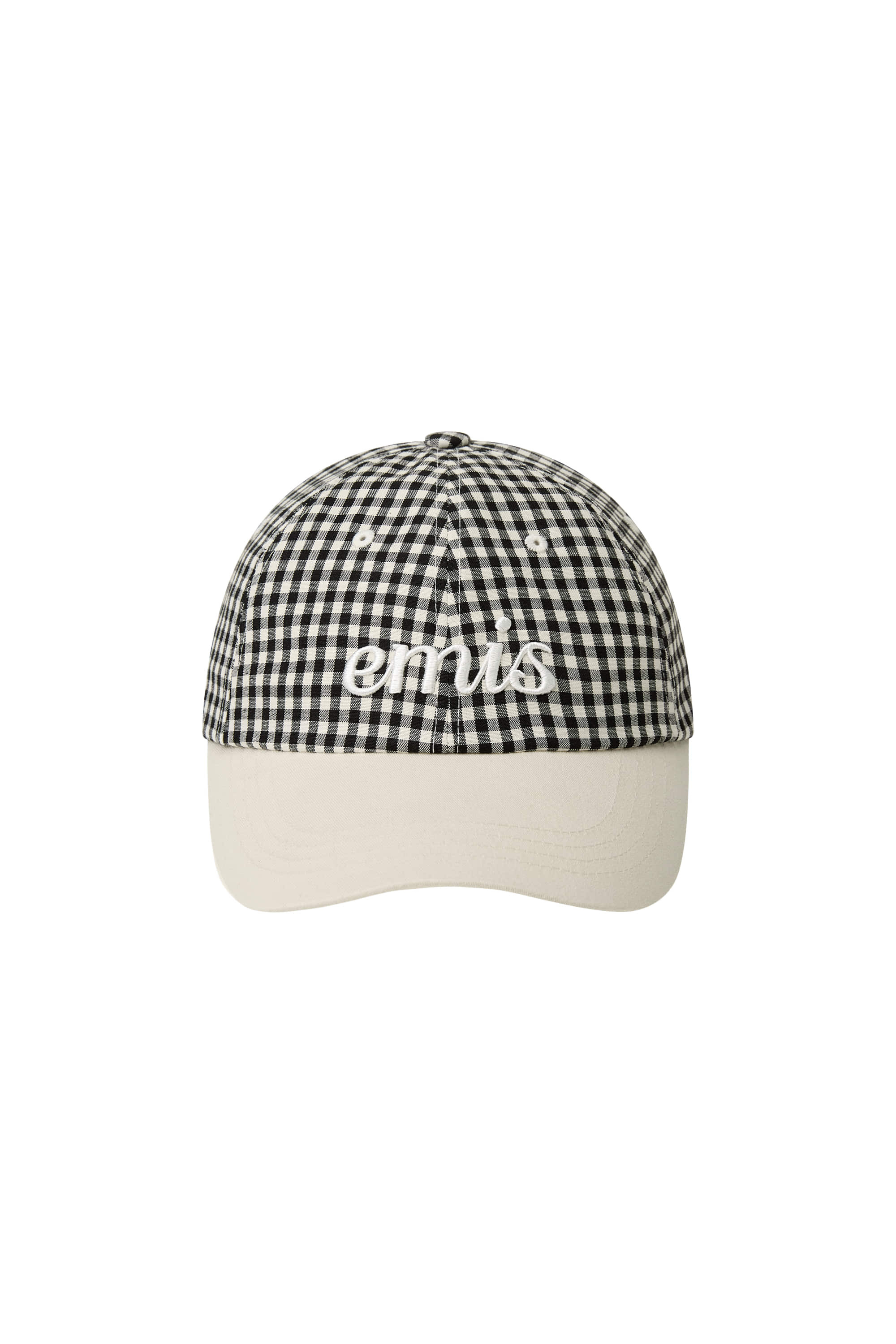 EMIS GINGHAM CHECK BALL CAP-BEIGE