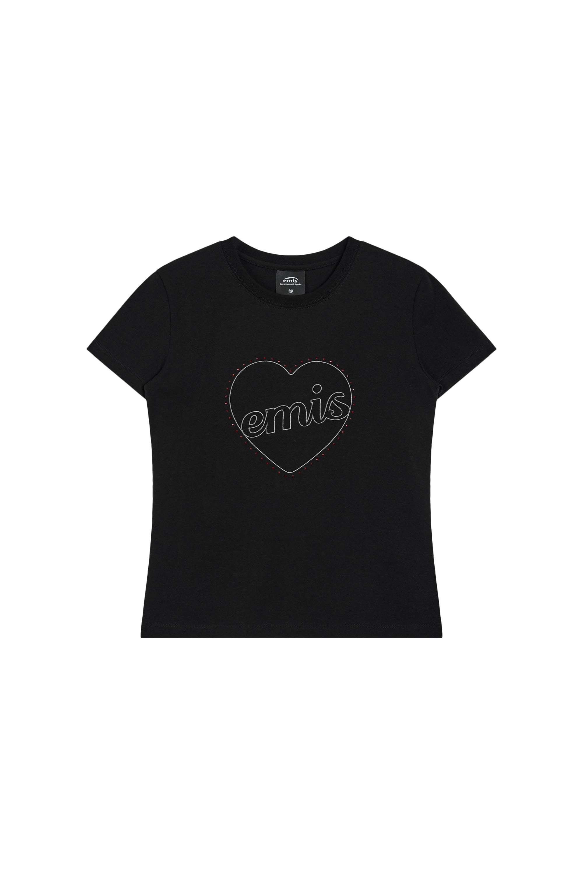 EMIS  HEART RHINESTONE T-SHIRT-BLACK