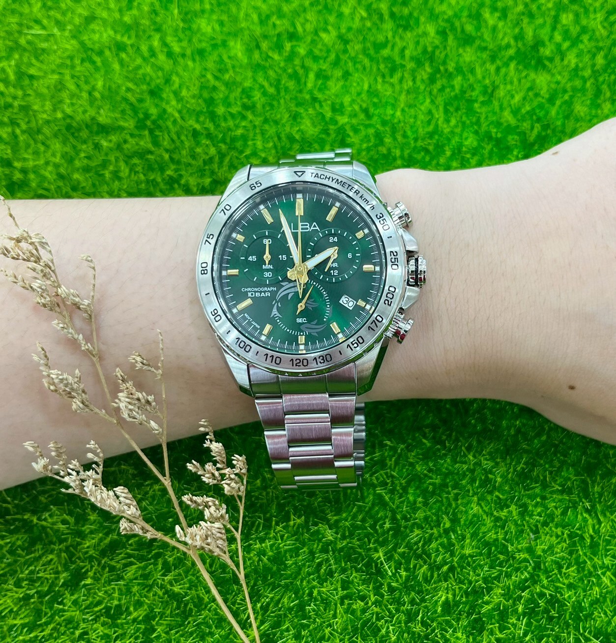 【ALBA 雅柏】白鋼藍面三眼計時錶款VK68-X004G 42mm 現代鐘錶