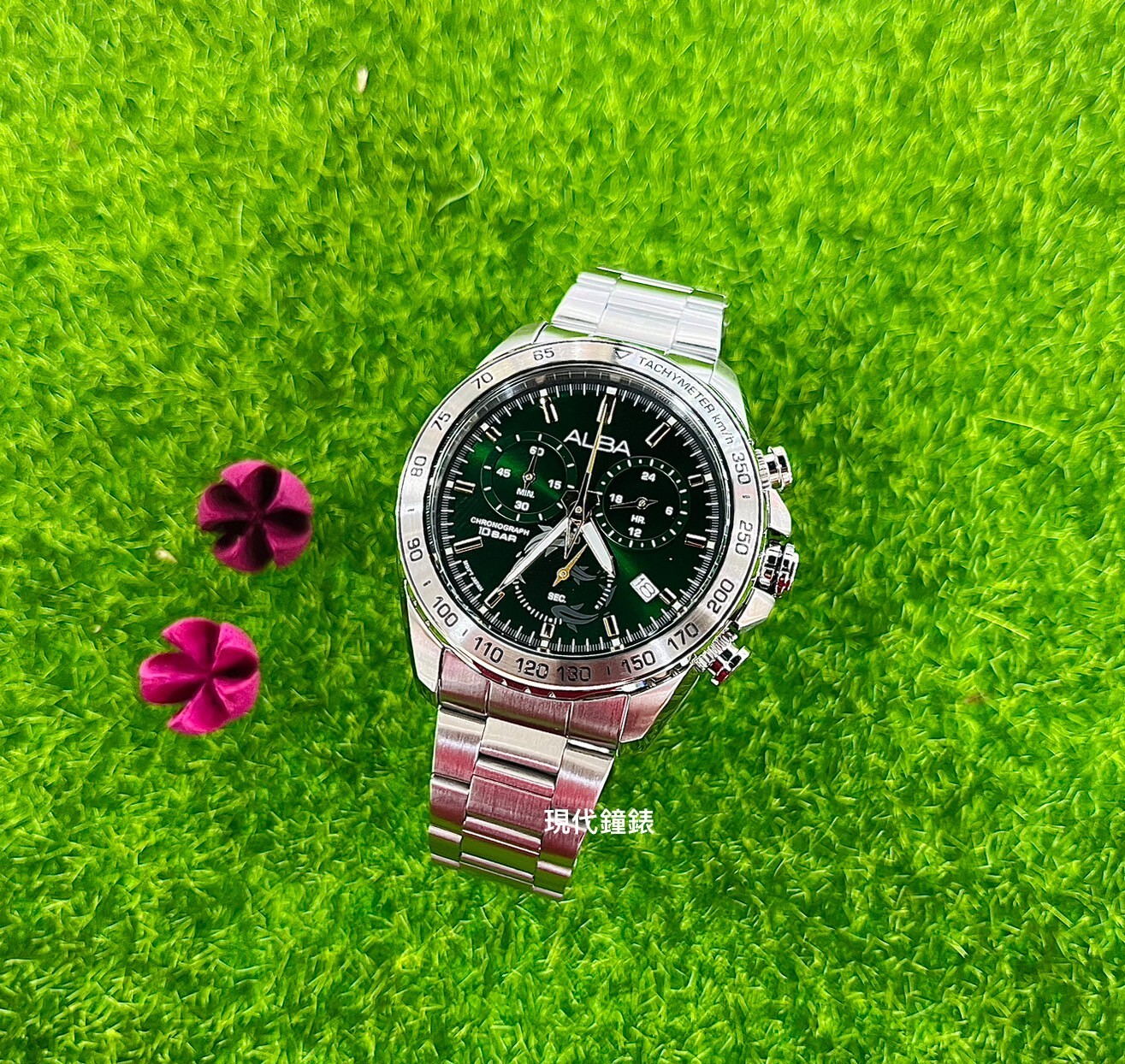 【ALBA 雅柏】白鋼藍面三眼計時錶款VK68-X004G 42mm 現代鐘錶