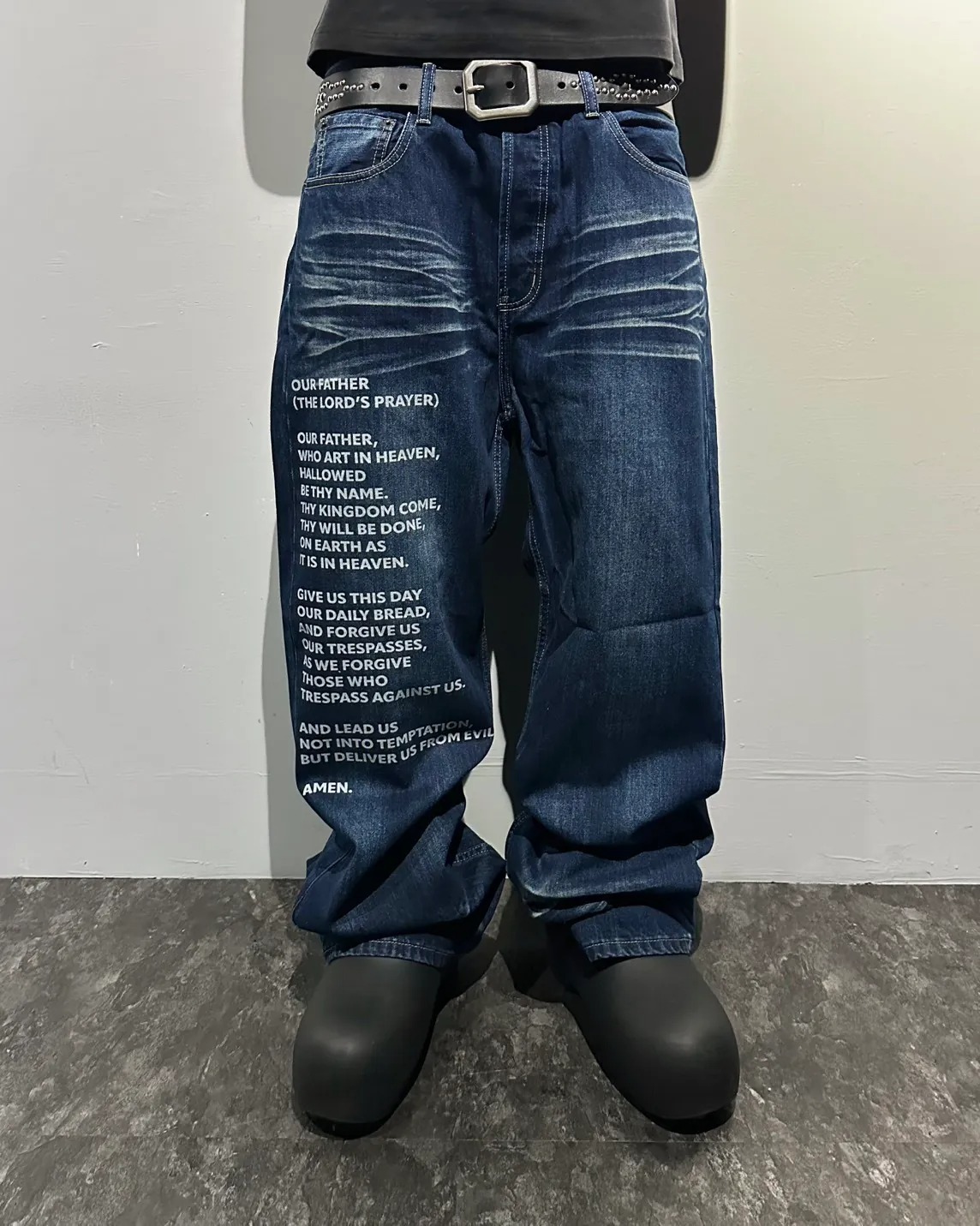 Bootlegway｜LORD'S PRAYER Blue Washed Denim Jeans 聖經刷色單寧牛仔褲 (Washed Blue)