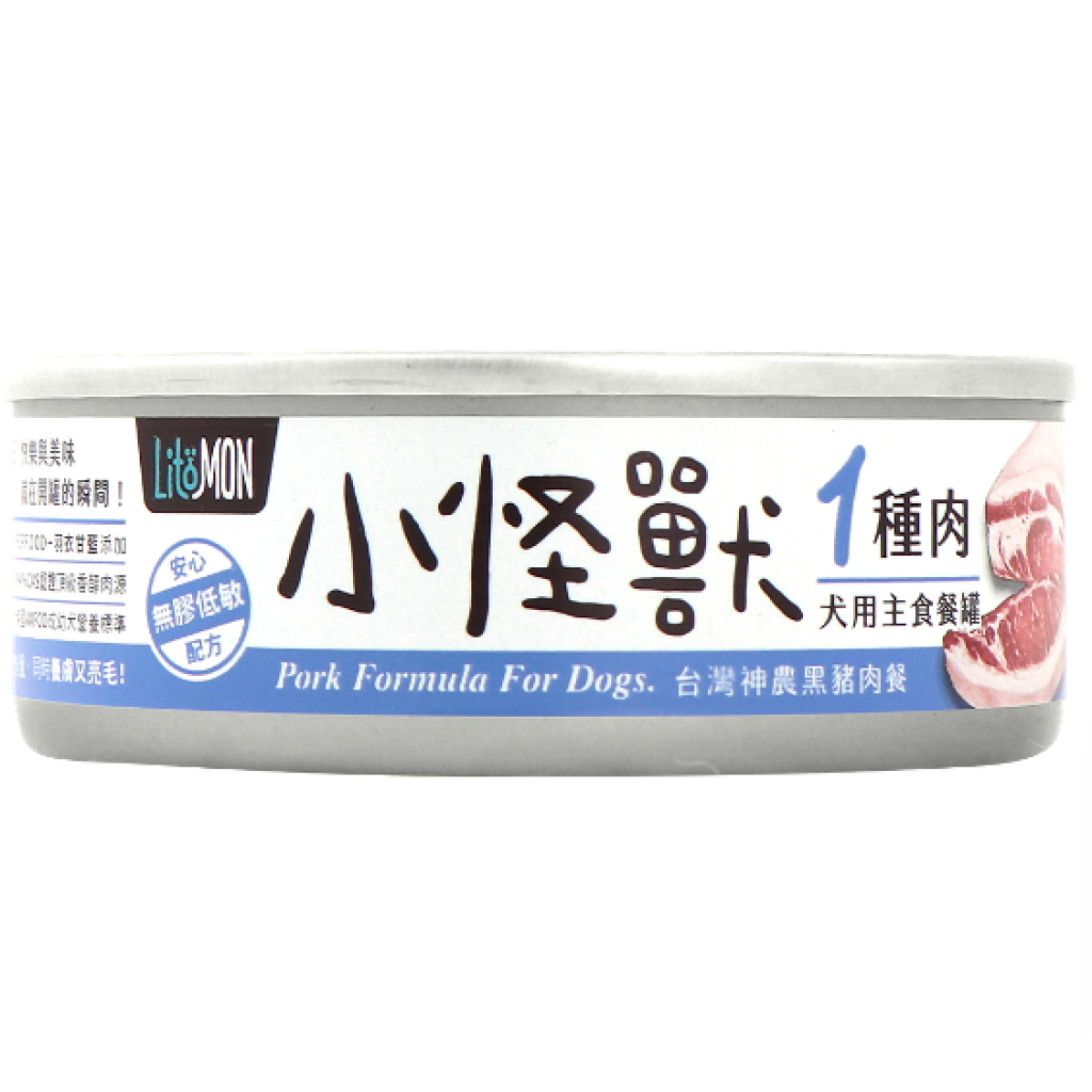 小怪獸1種肉狗用無膠主食罐-台灣神農黑豬肉餐 (82g)