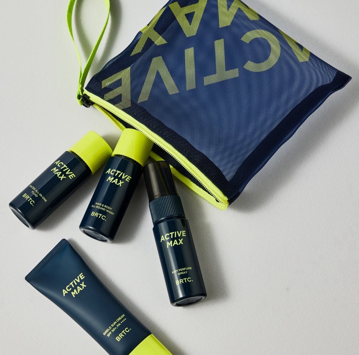 韓國 BRTC.｜出門一包搞定!男士旅行4件組｜品牌拉鏈網狀袋