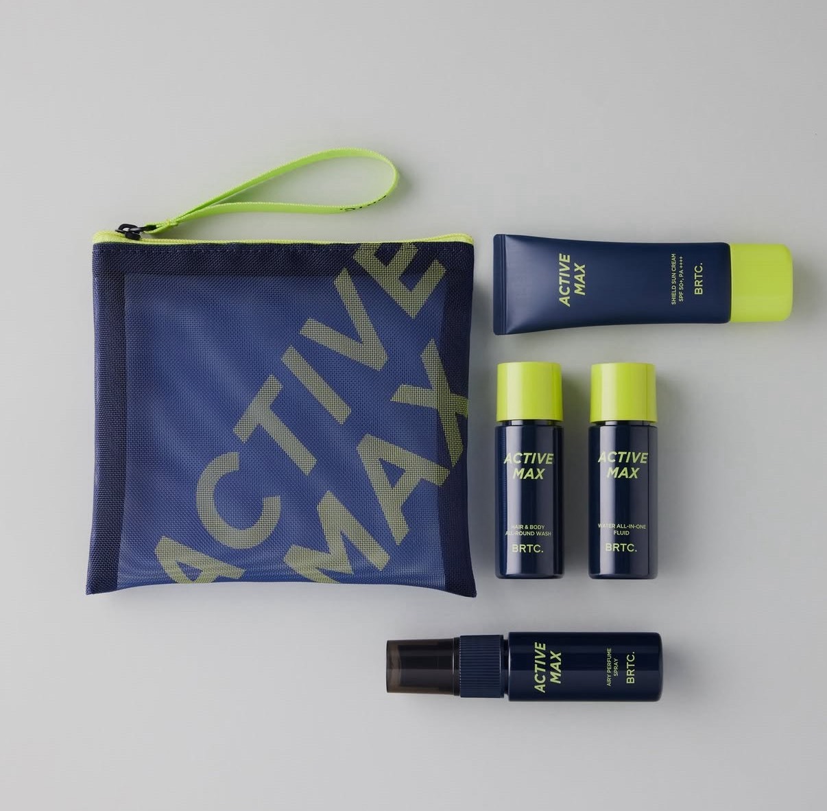 韓國 BRTC.｜出門一包搞定!男士旅行4件組｜品牌拉鏈網狀袋