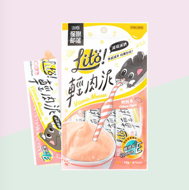 LITÖ! 輕肉泥貓條-純鮭魚 (維他命E) (10g x4條)
