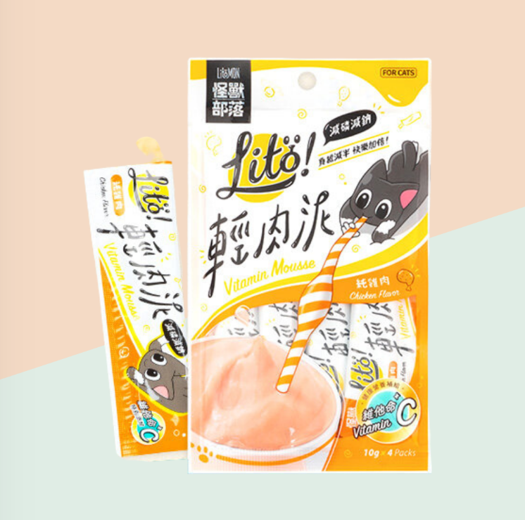LITÖ! 輕肉泥貓條-純雞肉 (維他命C) (10g x4條)