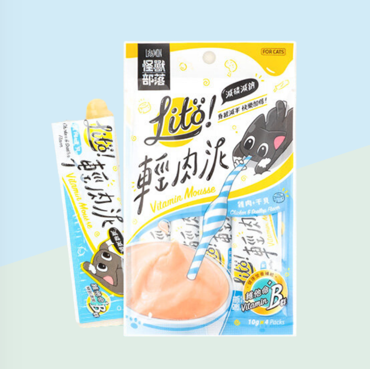 LITÖ! 輕肉泥貓條-雞肉+干貝 (維他命B) (10g x4條)
