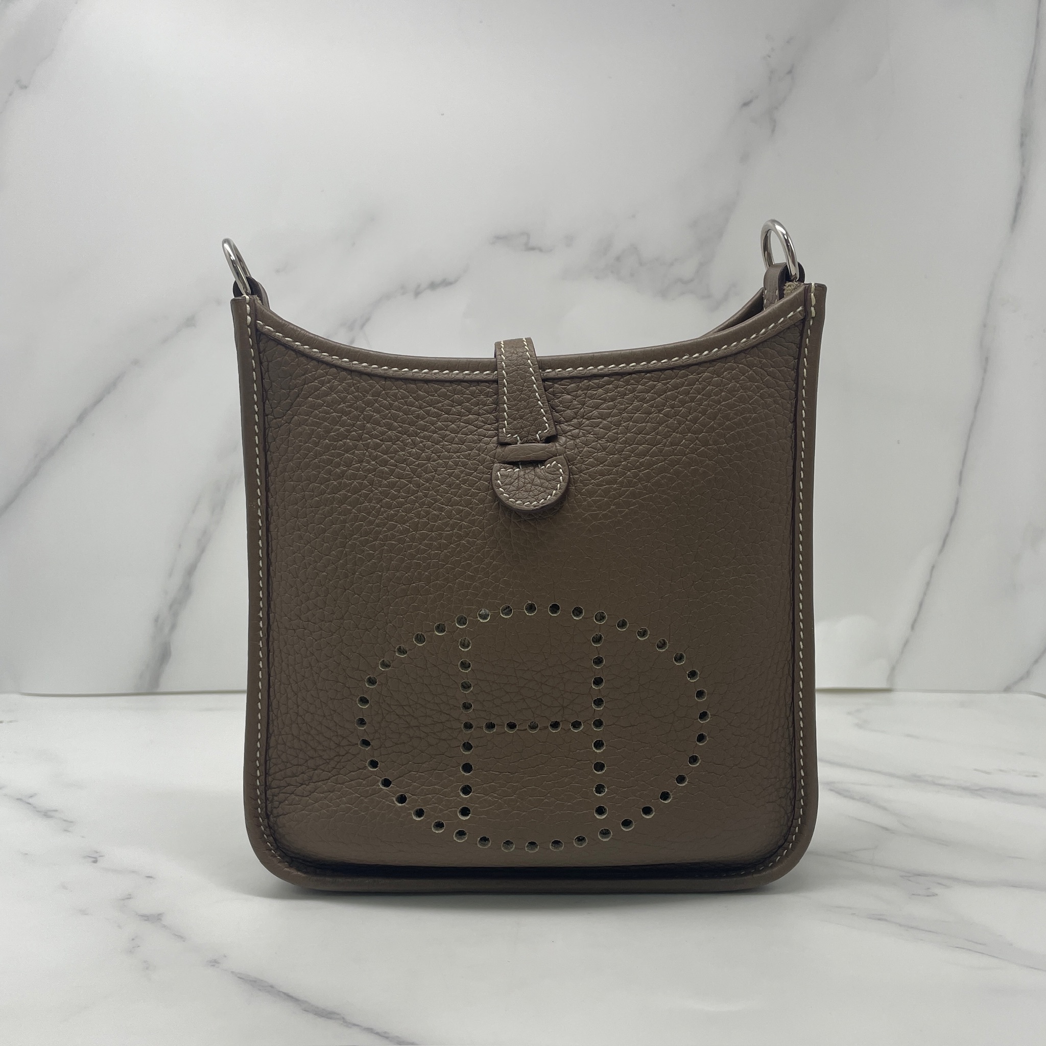 Hermes Mini Evelyne（Etoupe x Navy /Shw)