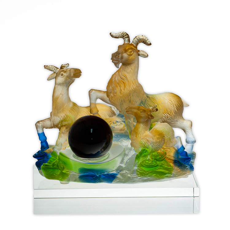 鹿港窯禮品館|居家開運 琉璃珍藏 三羊開泰/三陽開泰 擺飾