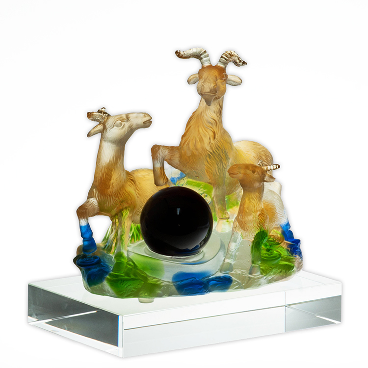 鹿港窯禮品館|居家開運 琉璃珍藏 三羊開泰/三陽開泰 擺飾