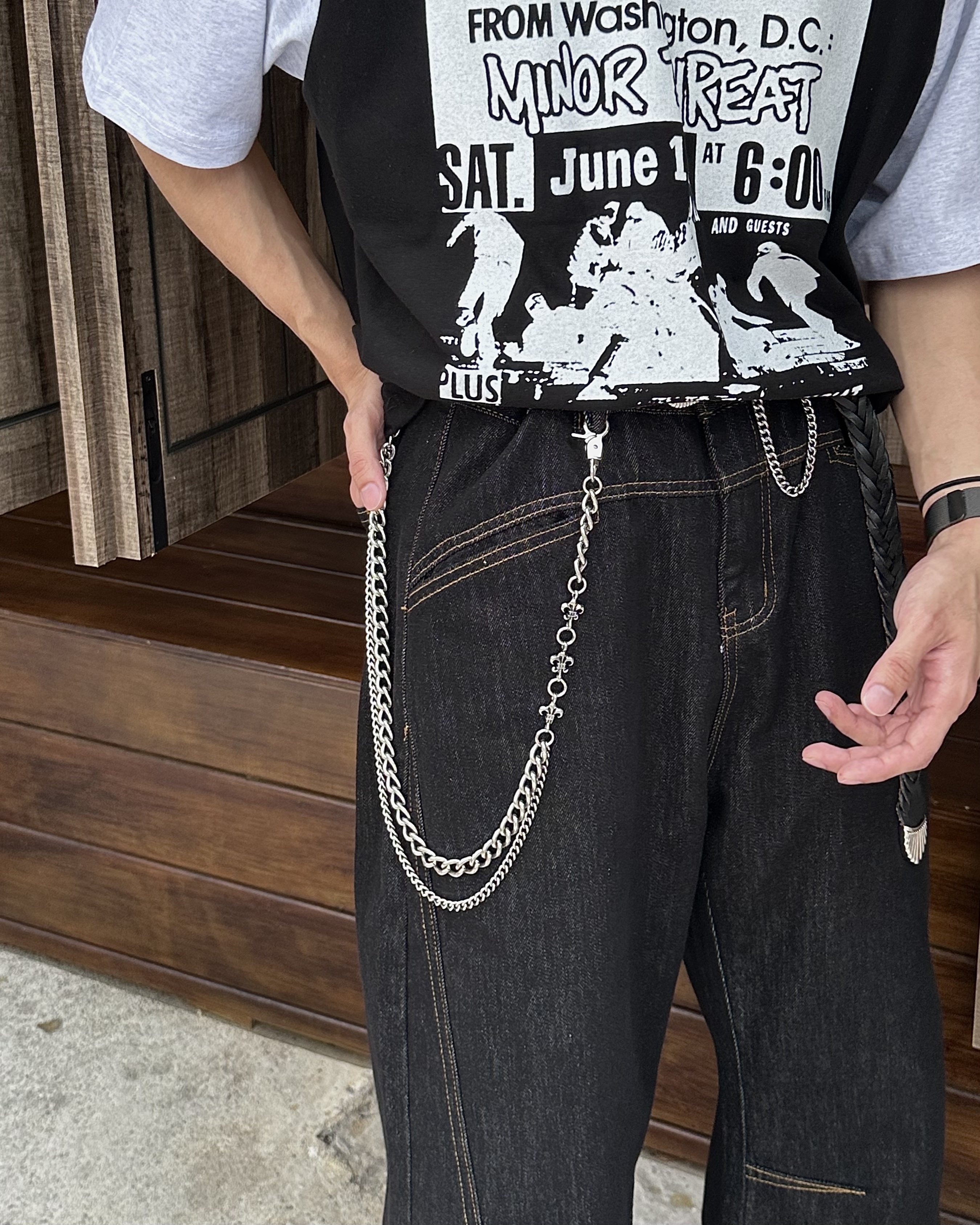 𝐇·𝐓·𝐒 韓國 似克羅心款 船錨 復古做舊 雙鏈條 金屬 掛勾 飾品 配件 褲鏈