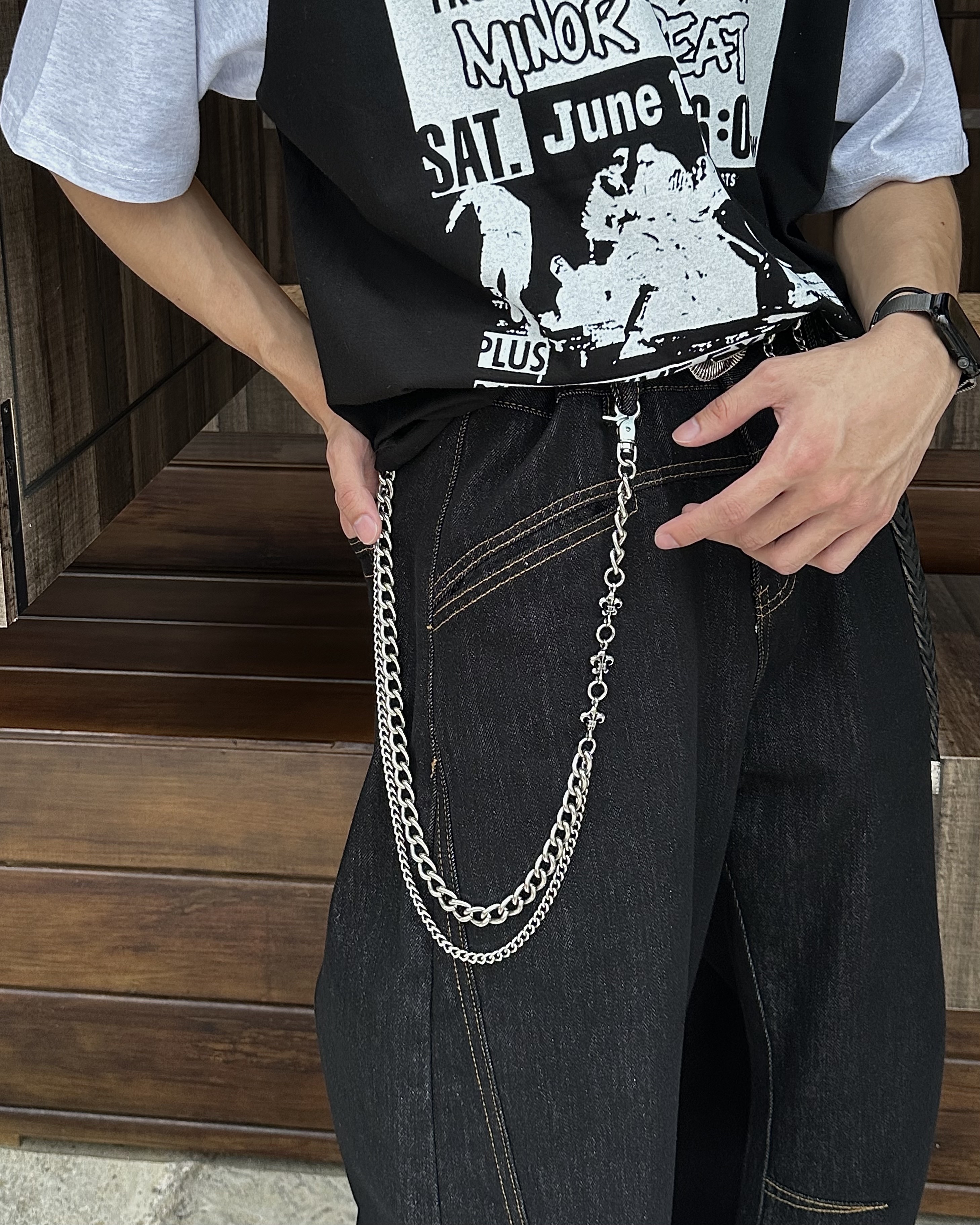 𝐇·𝐓·𝐒 韓國 似克羅心款 船錨 復古做舊 雙鏈條 金屬 掛勾 飾品 配件 褲鏈