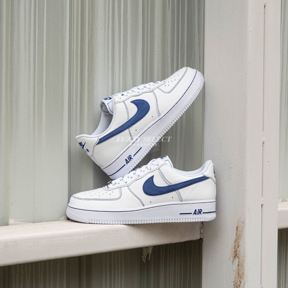【逢甲 FUZZY】Nike Air Force 1 白藍 深藍 縫線 荔枝皮 HQ2037-100