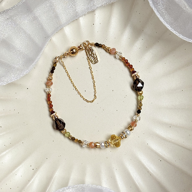 生日花 • 玖月貳貳 • 草菇 – 茶晶黃水晶 – 手鍊