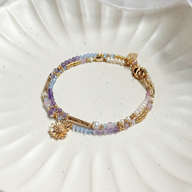 生日花 • 柒月貳玖 • 矢車菊 – 貓眼紫水晶 – 手鍊