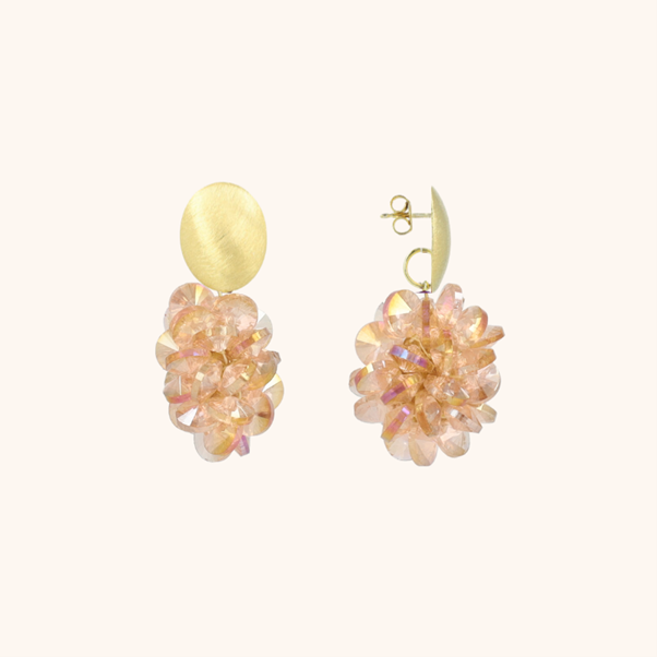 1LG0717-397 (Defect) LOTT GIOIELLI Earrings Crystal Grape Sam Old Pink Gold Brushed Hol #CEGB160-B13462 (A-EU-E)