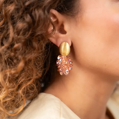 1LG0717-397 (Defect) LOTT GIOIELLI Earrings Crystal Grape Sam Old Pink Gold Brushed Hol #CEGB160-B13462 (A-EU-E)