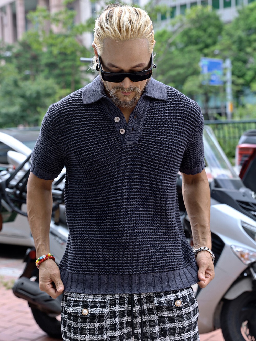 柔軟夏季針織網眼POLO衫