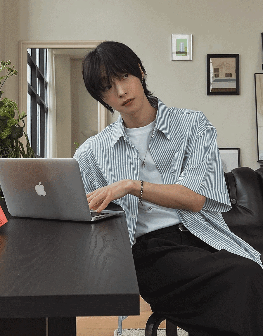 艾咪條紋短袖襯衫