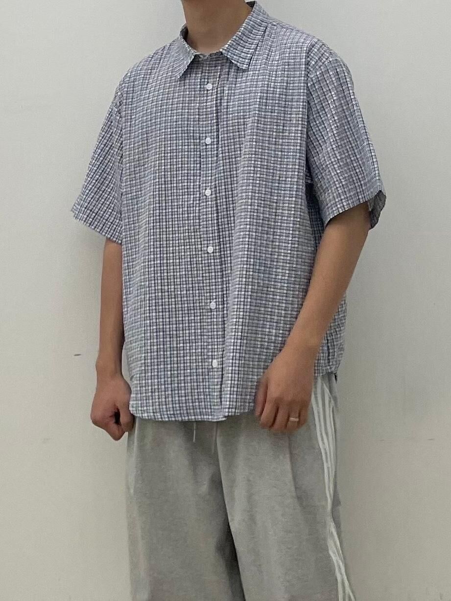 格仔短袖恤衫 EASY-087S