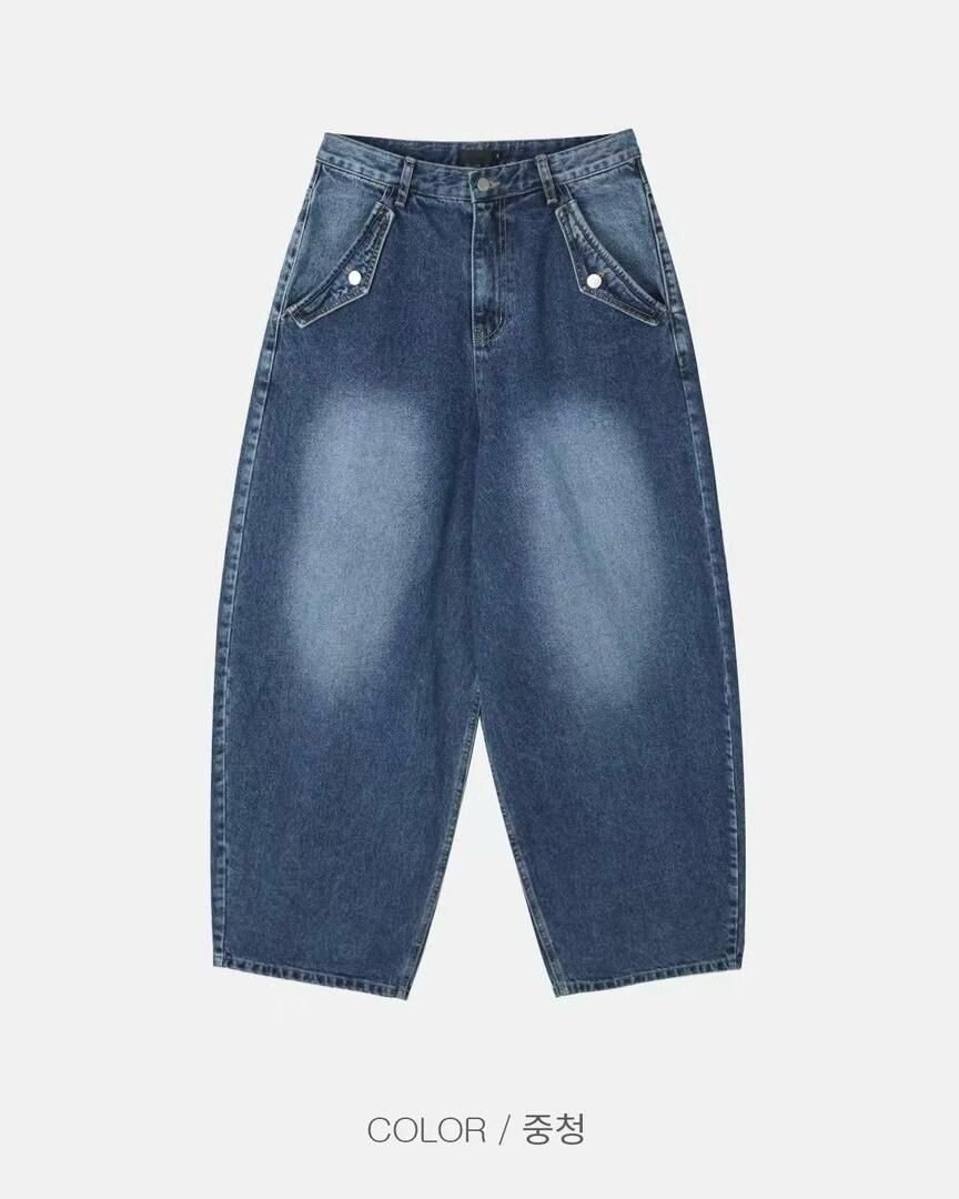 洗水淨色鬆身牛仔褲 Vass-011J