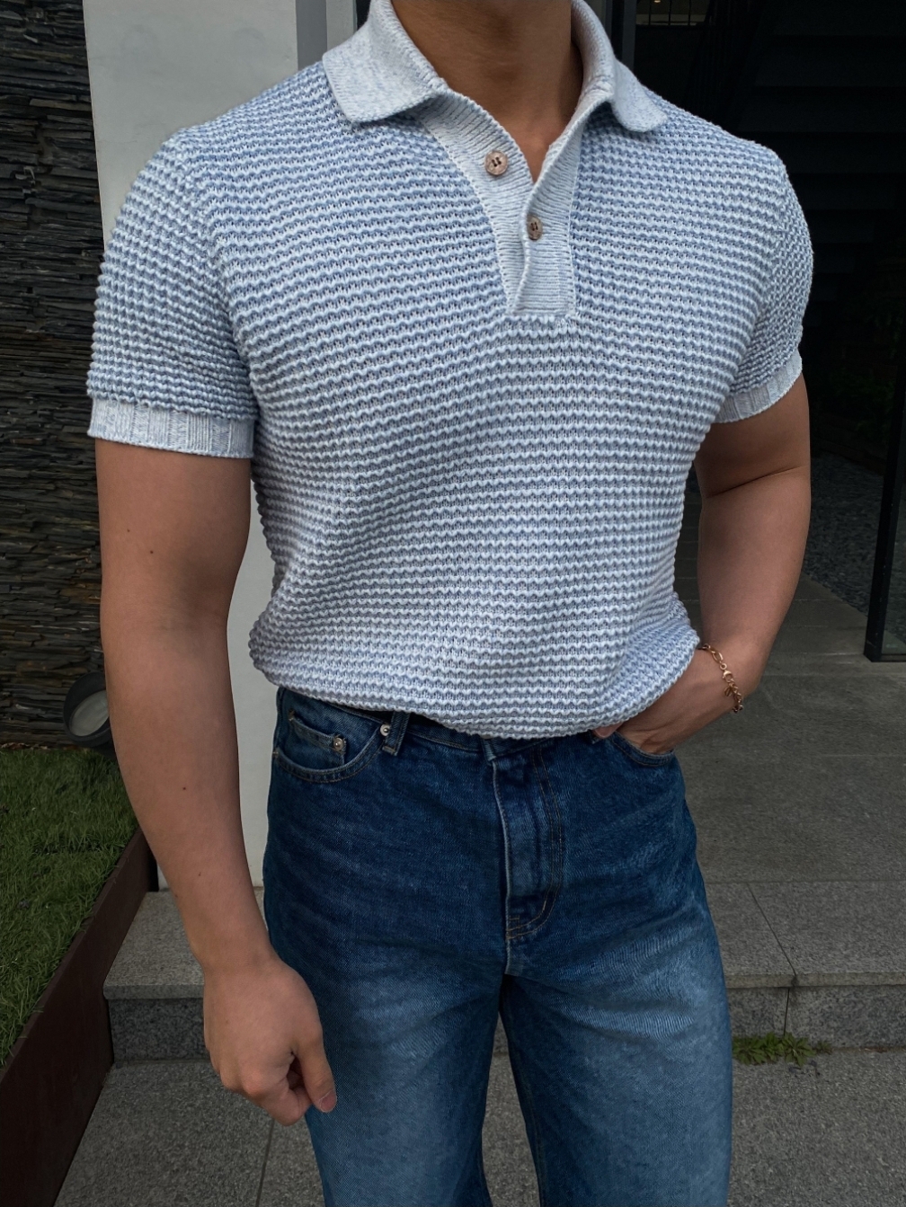 柔軟夏季針織網眼POLO衫