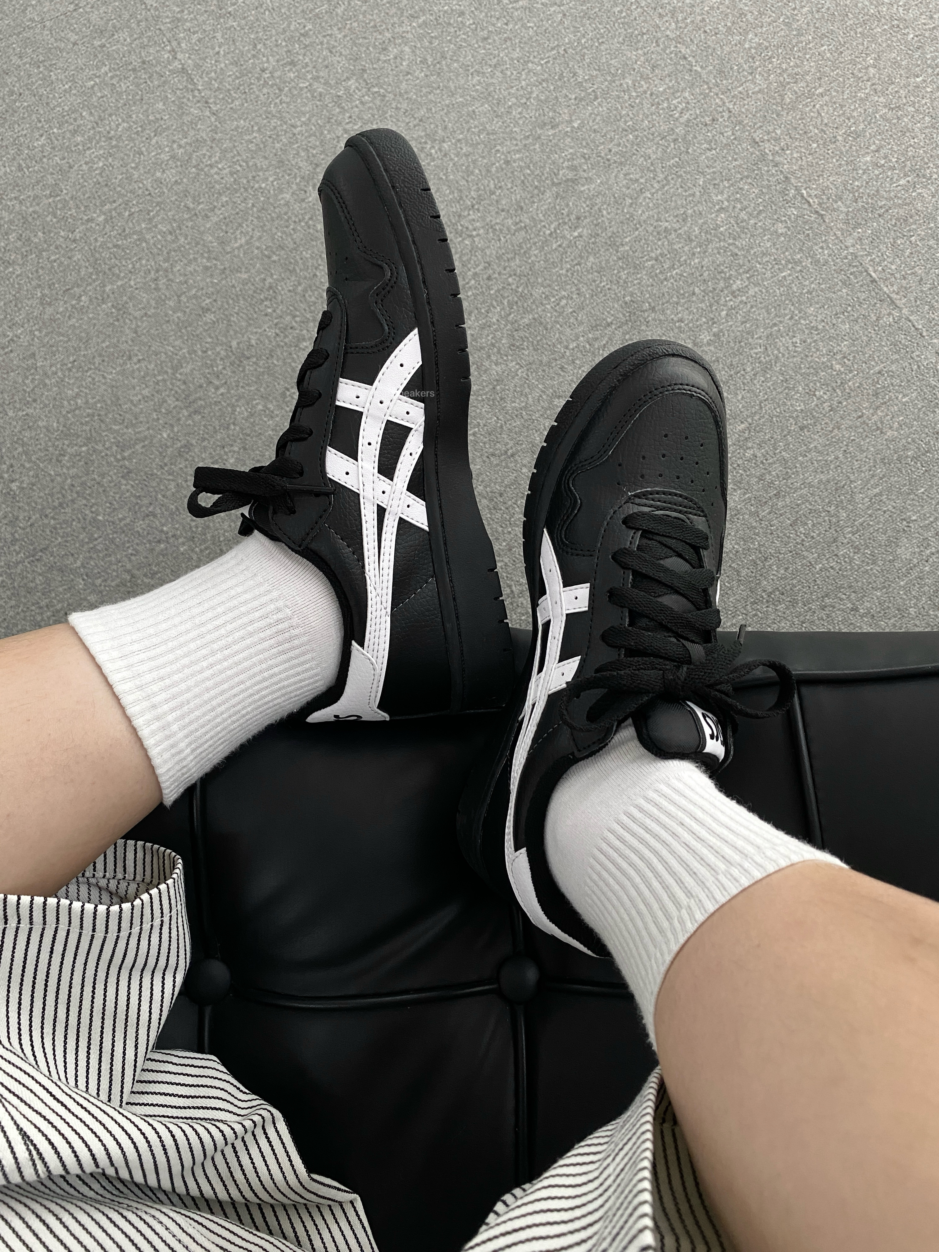 ASICS JAPAN S 黑白 全黑 黑武士 荔枝皮革 復古 男女鞋 休閒鞋 1203A033-001