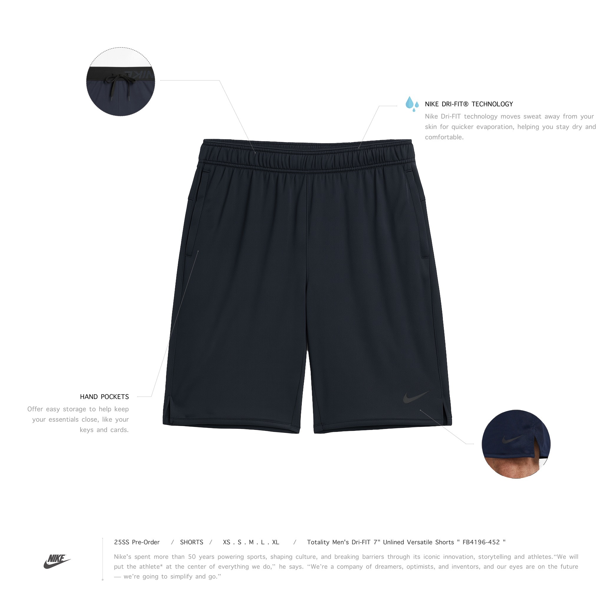 [ 預約販売 ] Nike - Totality Dri-FIT 7" Unlined Versatile Shorts