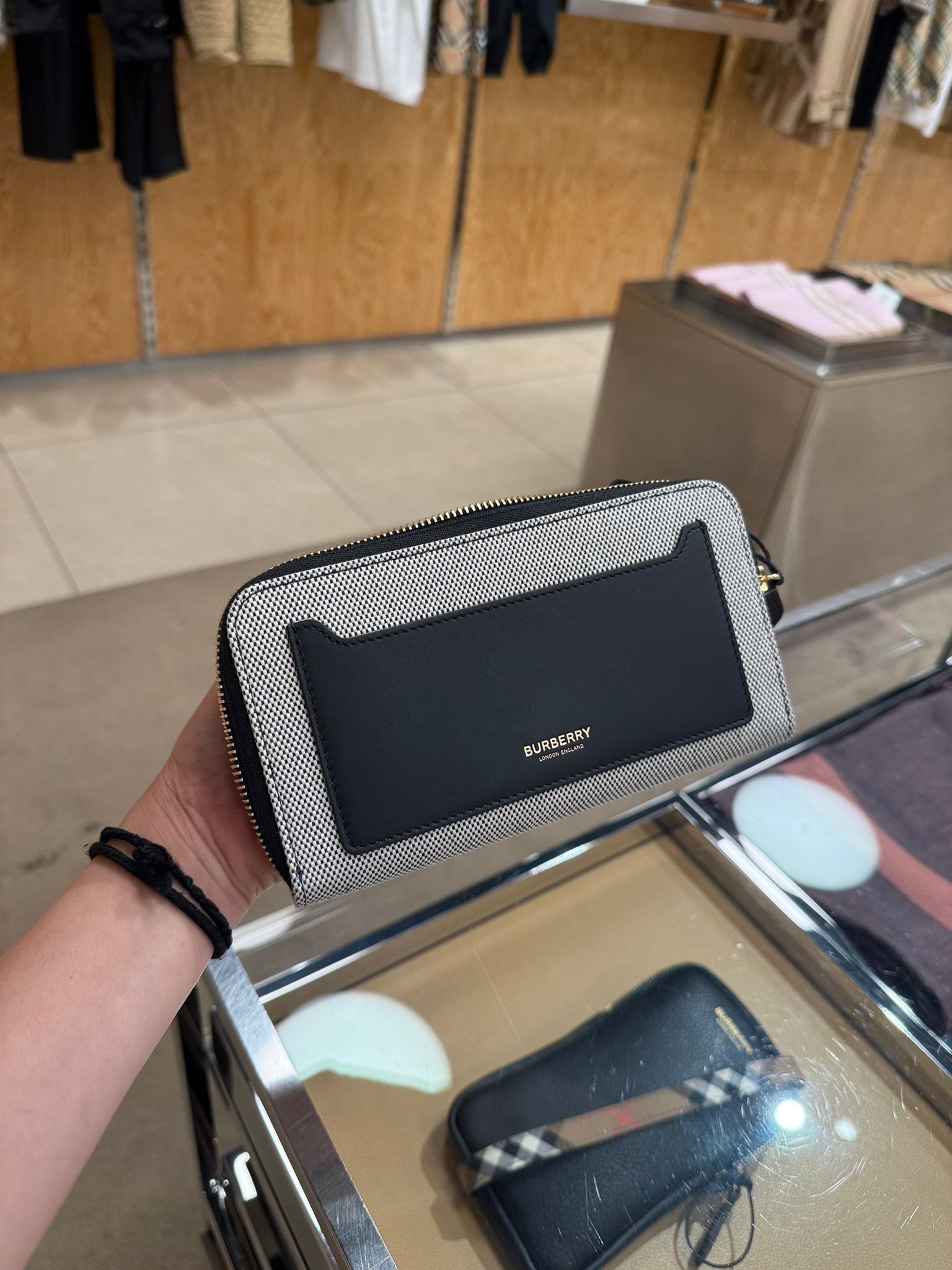 Burberry Zip around canvas long wallet Black