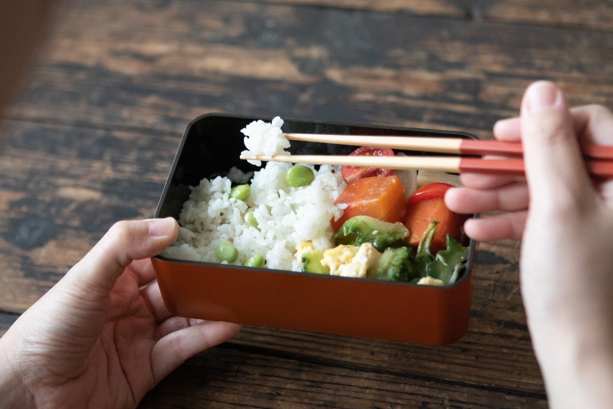 中川政七商店 - 不易沾黏飯粒便當盒 / 紅